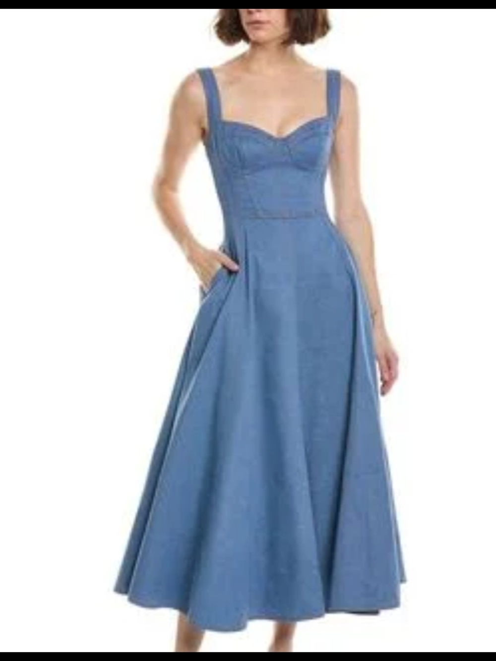 NICHOLAS Chambray Blue Sweetheart Maxi Dress